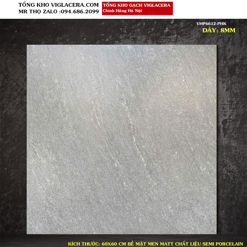 Gạch lát nền vân xi măng Viglacera 60x60 VHP6612 Loại A1